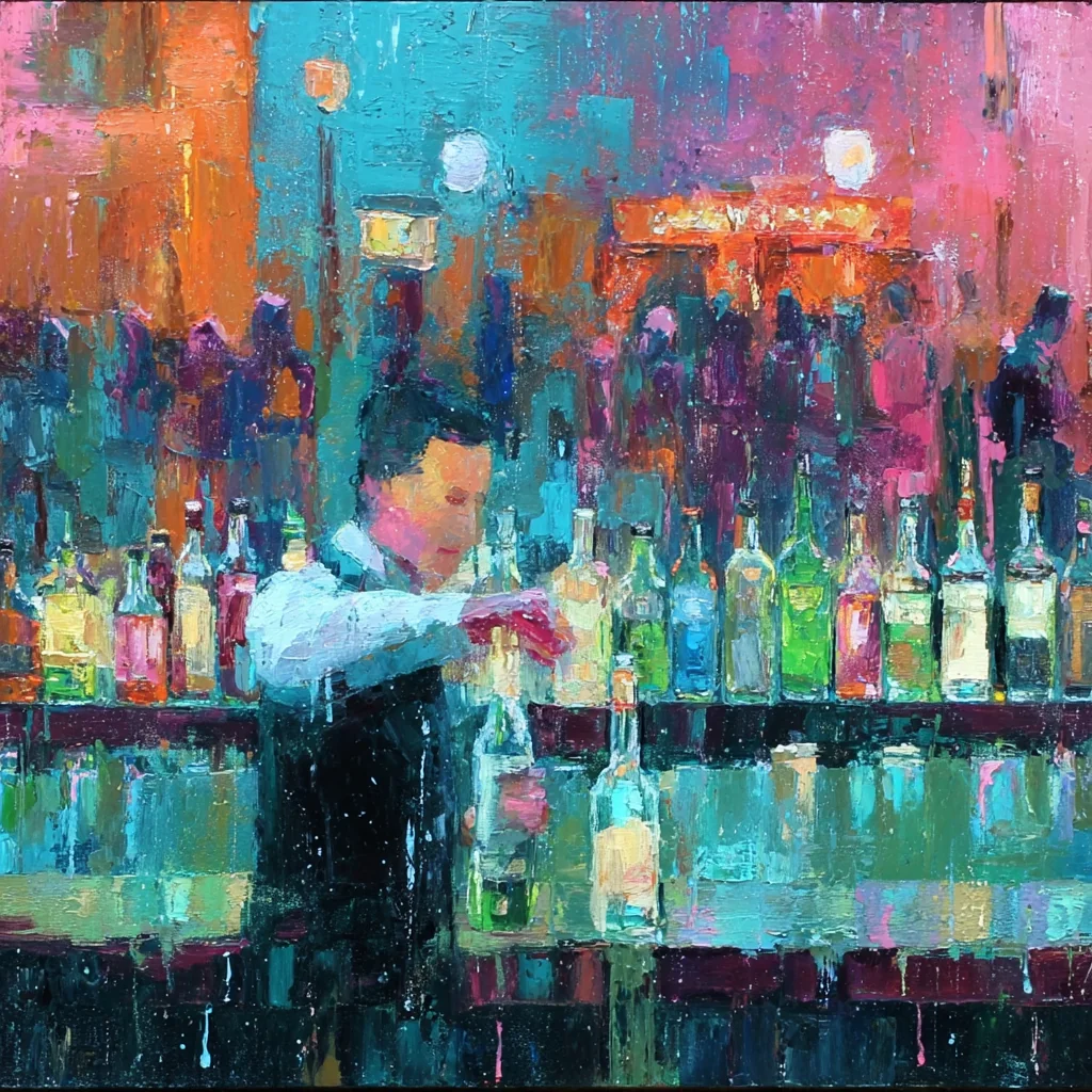 Kleurrijk café-interieur — kunstwerk van Christian Ovís
