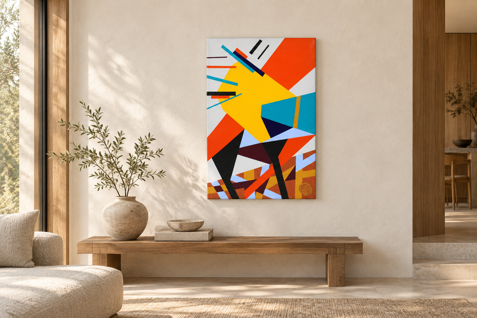 Coco in a digitally styled interior