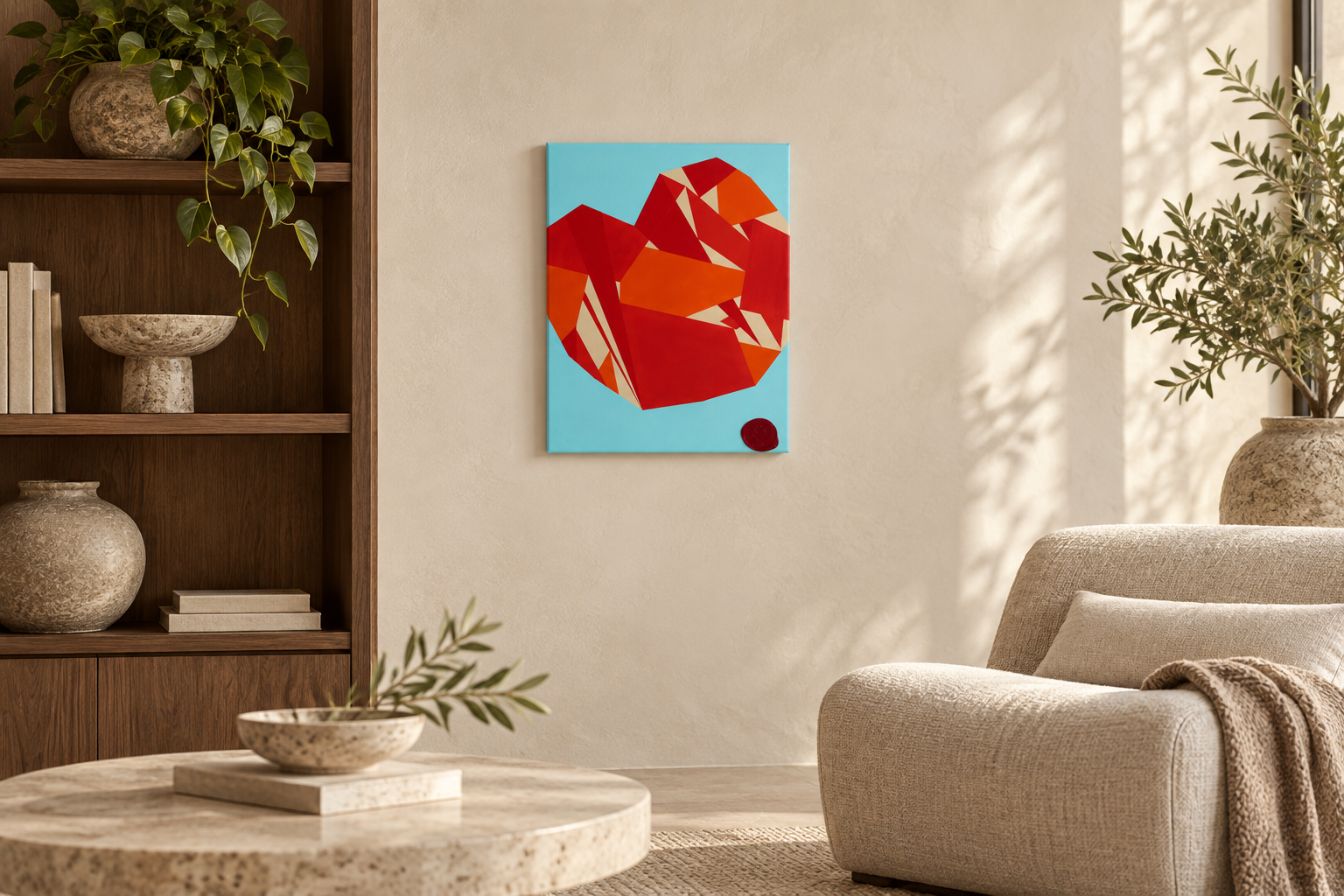 Heart of Glass in a digitally styled interior