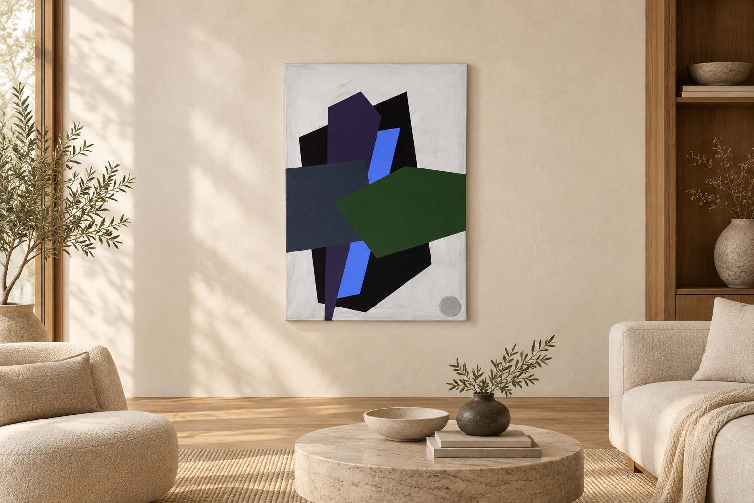 The Dark Knight in a digitally styled interior