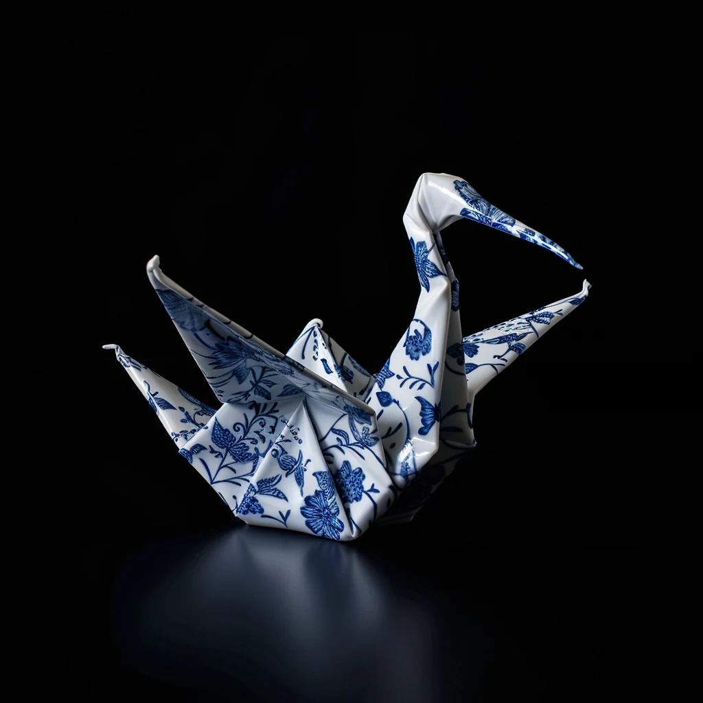 Delft Blue represented by Delft Blue Origami Crane