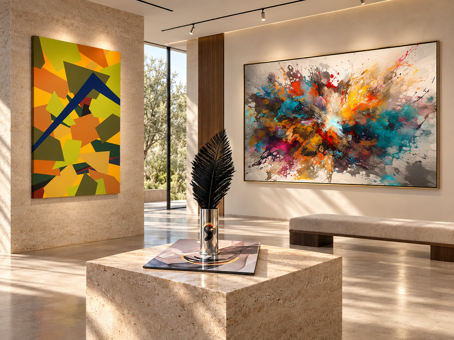 Christian Ovís artworks presented in a contemporary gallery interior